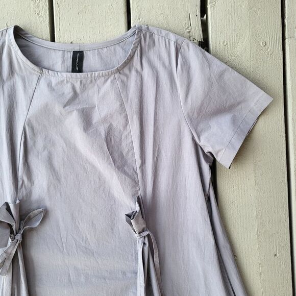 Kedem Sasson Gray Short Sleeve 100% Cotton Tie Front Tent Dress Size 6/8 - Picture 2 of 6